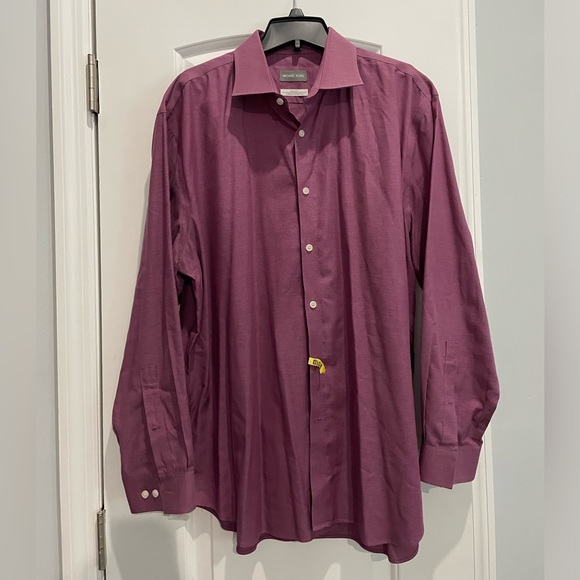 Michael Kors slim fit plum dress shirt xl 17 1/2 32/33 non iron - Picture 1 of 5